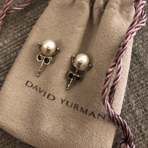 David yurman small pearl earrings with diamonds